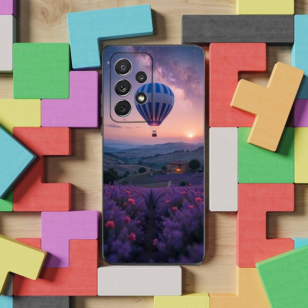 Romantic Hot Air Balloon Phone For Samsung S25,S10,S20,S10,S21,S9,S24,S23,Ultra,FE,Plus,Lite,Soft Silicone Black Cover
