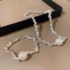 Trendy Silver Necklace and Irregular Pearl Bracelet Set