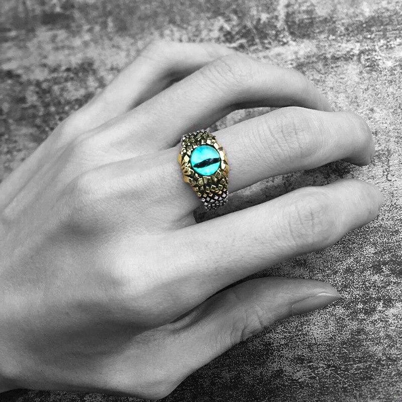 925 Silver Ring Python Eye Snake Eye Demon Eye Ring Opening Adjustable Ring Personality Retro Handmade Ring