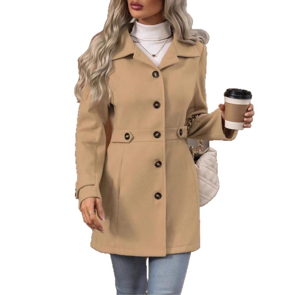 Autumn and Winter Lapel Women's Suit, Slimming and Elegant Overcoat Coat