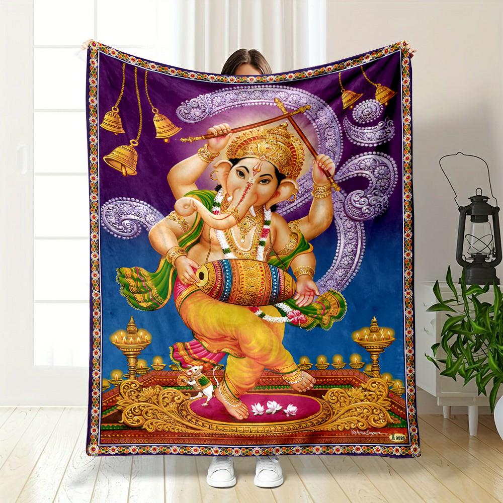 Colorful Hindu Deity Dance Blanket DesignFlannel blanket for bedroom, living room, sofa, and nap