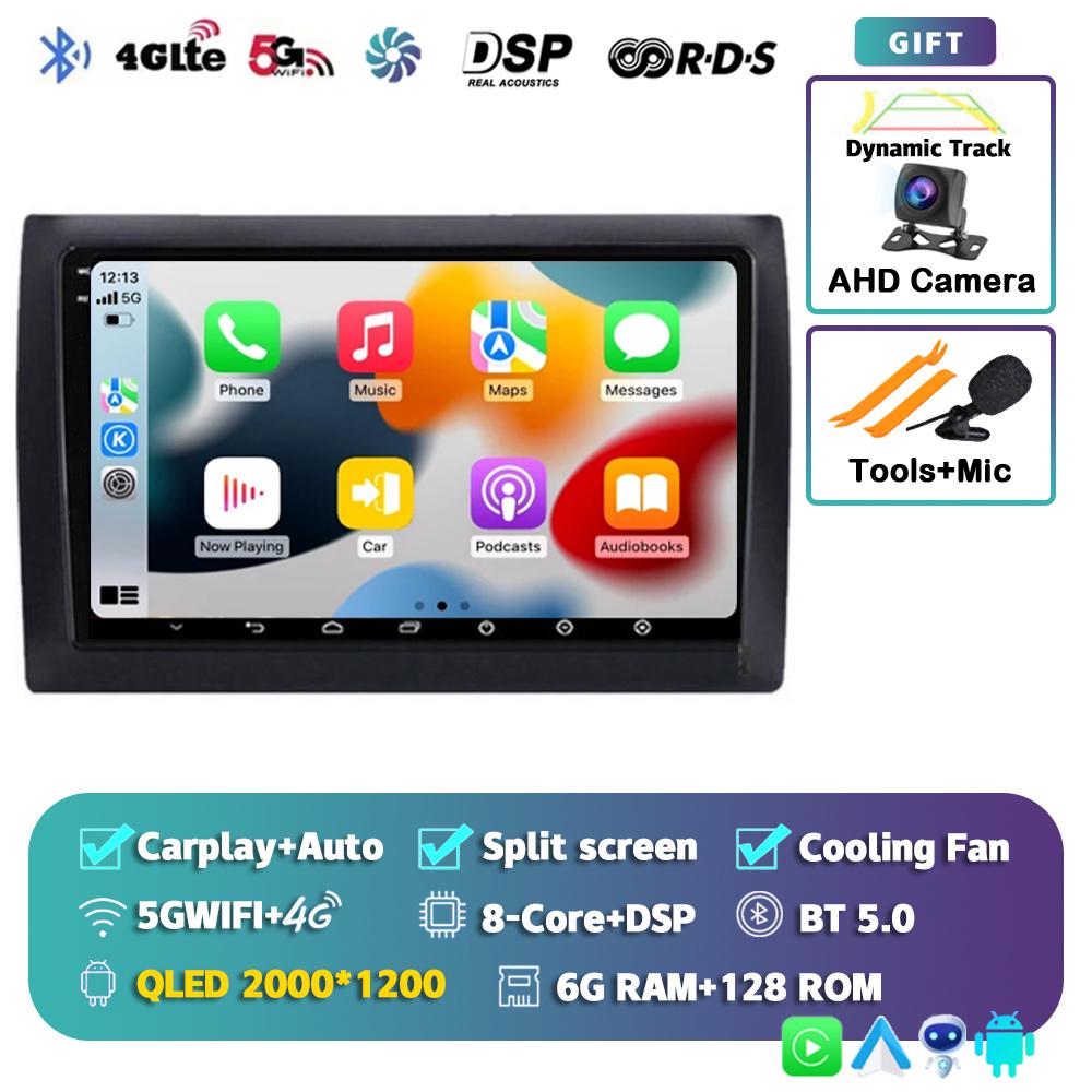 Android 14 Автомагнитола с CarPlay для Fiat Stilo 2001-2010 Мультимедийный видеоплеер GPS-навигация 4G+WIFI Стерео Аудио Головное устройство