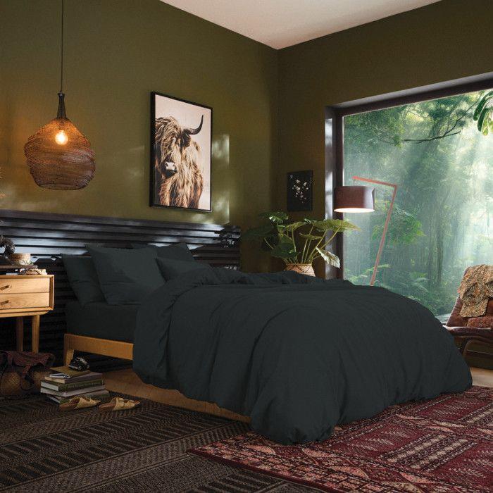 Drap housse 180 x 200 cm bonnet 30 cm "Prémium" pour lit 2 places King Size - 180x200+30 - Prémium Truffe