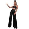 GMXIA Women's High-waisted Fashion Casual Pants Sequin Loose Sag Wide Leg Pants Summer Women
