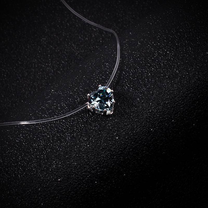 Ожерелье Цвет Циркон Мори Стиль Простое Прозрачное Короткое Ожерелье Рыбной Линии Подвеска