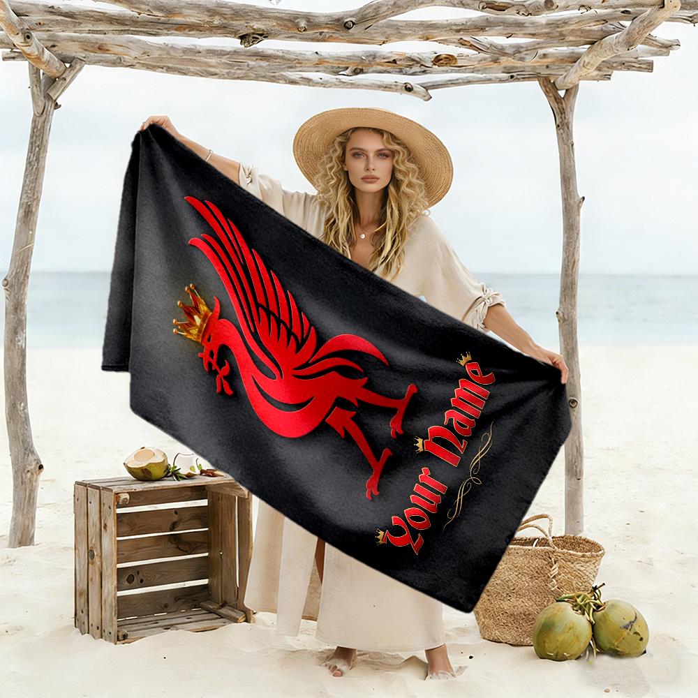 Liverpool Customize Your Name Beach Towel Soft Durable Quick-Dry Suitable for Sports Travel Swimming Yoga Bathroom Beach And Pool