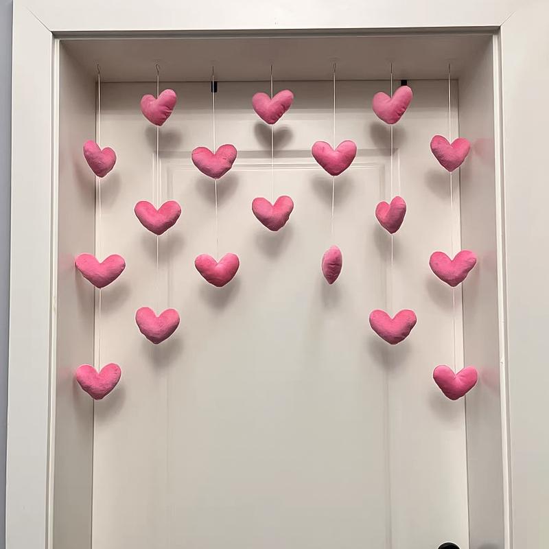 Hanging Door Curtains DIY Ornament Heart-shaped Self-adhesive Solid Color Home Decorations