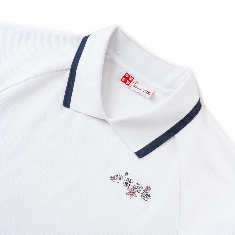 Li Ning X Henry Jones Художественная Лимитированная Серия Приталенная Рубашка-Поло с Коротким Рукавом Женские Топы Белый APLW572-2