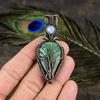 Chrysoprase, Moonstone Copper Wire Wrap Jewelry Pendant 2.76" Y2a97