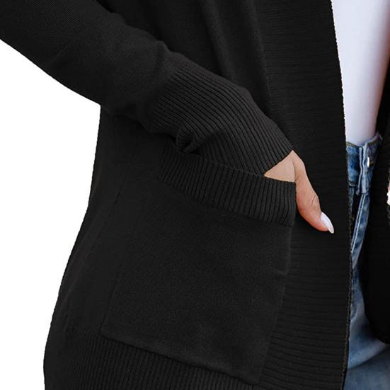 Кардиган Теплый с Открытой Передней Частью Повседневный Вязаный Осень Зима Женский Кардиган для Свиданий