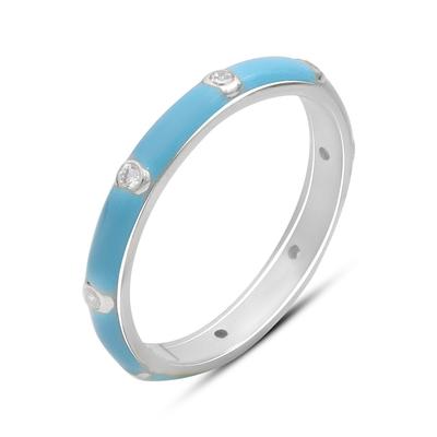 Серебряное кольцо с емаллю, фианитами, вес изделия 1,91 гр (60002256)