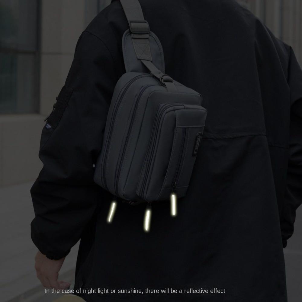 Zipper Sport Chest Bag Multi Layer Shoulder Bag Simple Waist Bag Shopping