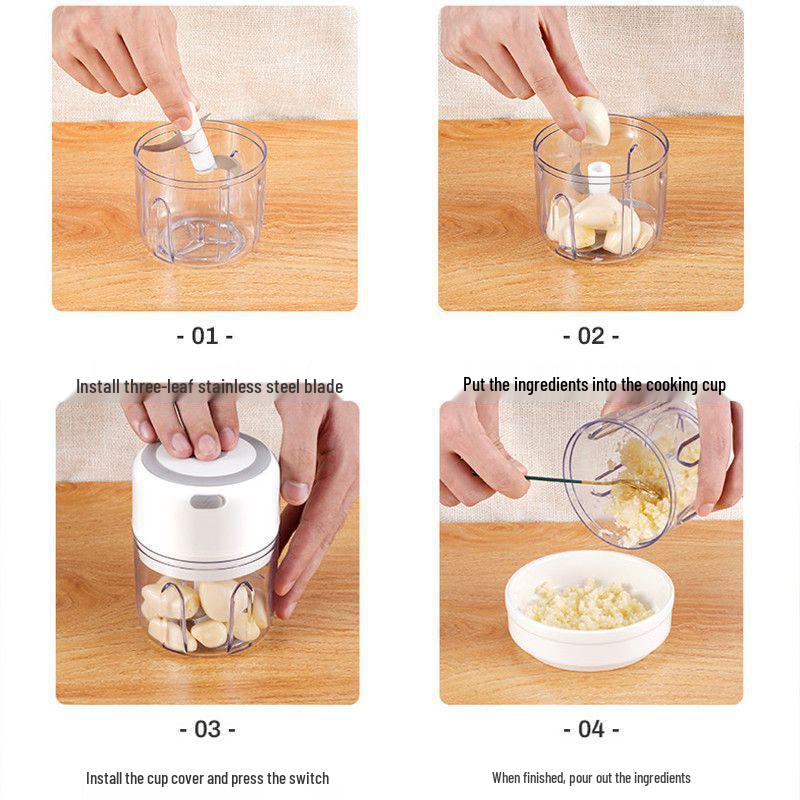 Compact Wireless Electric Garlic Chopper & Masher: Multi-functional Kitchen Tool for Mincing and Mashing Garlic