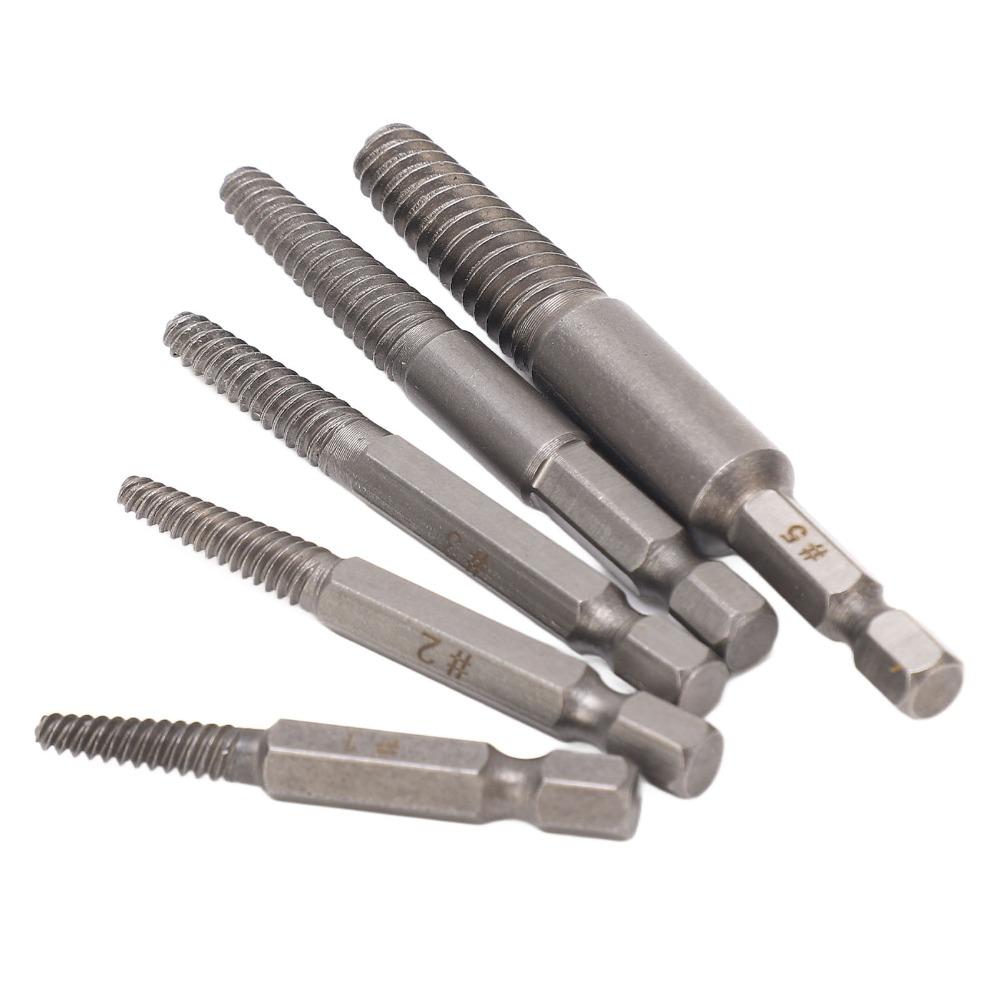 5PCS Chrome-Moly Alloy Steel Screw Remover Set Bolt Extractor Tool For Damaged Bolts