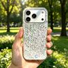 Чехол для iphone 12 11 15 18 Pro Max XR 17 Pro 14 13 XS Max Air 16 Plus Серебристый Блеск Трескающийся Фон Линия Медведь и Кролик
