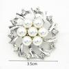 Woman Faux Pearl Rhinestone Inlaid Flower Brooch Pin Cardigan Shawl Clip