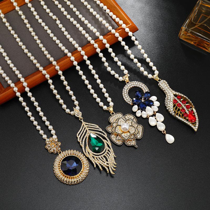 Длинное и изысканное колье, хрустальный кулон, цепочка для свитера, высококачественное и универсальное колье, простые и высококачественные аксессуары для цепочки для свитера.