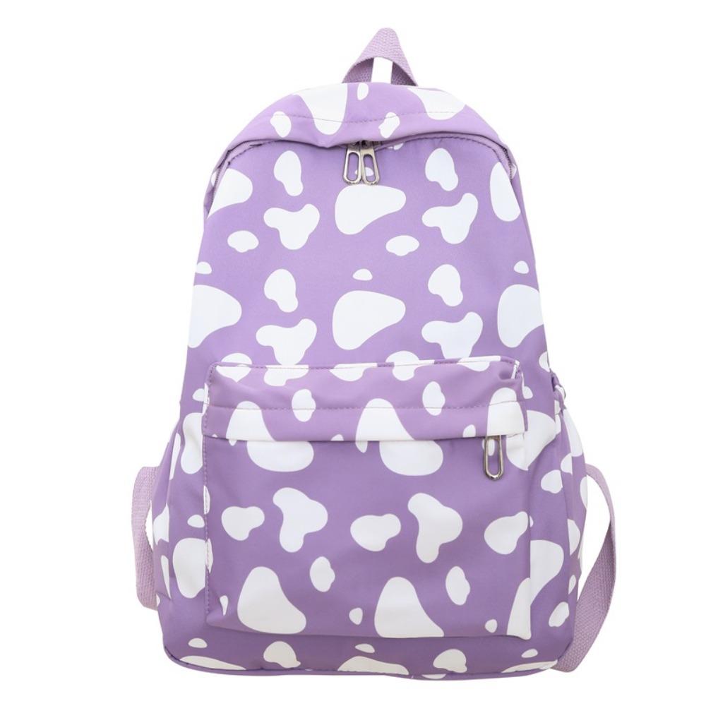Portable Cow Pattern Student Backpack Nylon Large Capacity Teenage Bookbag Wear Resistant Travel Backpack Students