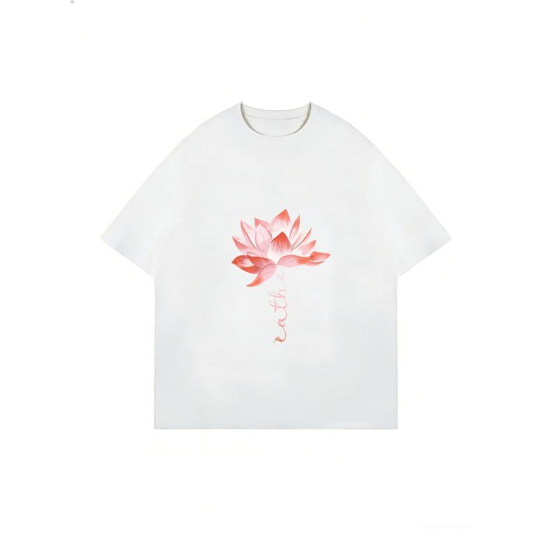 Женская повседневная футболка с принтом белого лотоса и текста, летний наряд для йоги и повседневной носки
