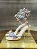 Snake-Shaped Winding Wedding Shoes Colorful Flowers Pearl Genuine Leather Luxury Sandals 2025 Summer Banquet Fashion Women Pumps