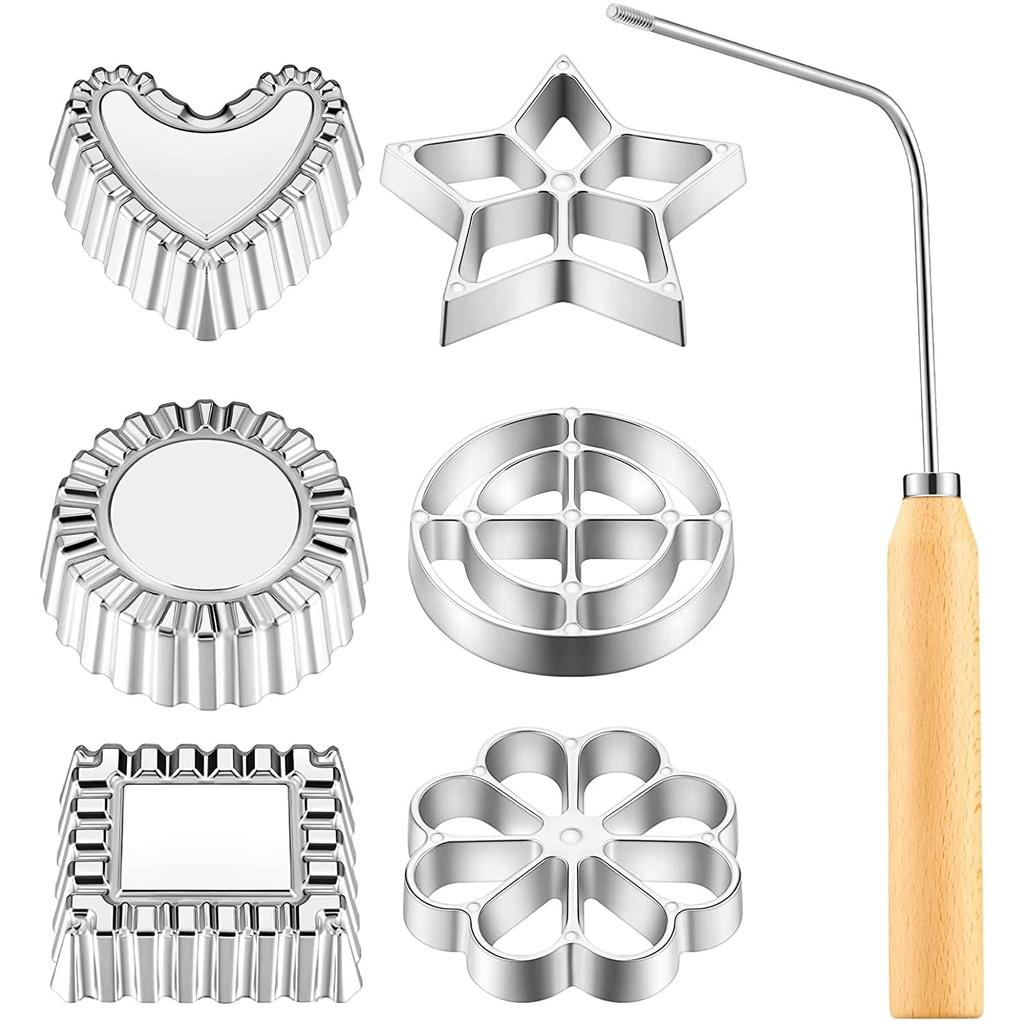 2-Piece Set Aluminum Alloy Non-stick Spoon Frying Mold Rosette Cookie Waffle Cake Ring Molds Shredded Carrot Cookie Kitchen Baking Gadgets