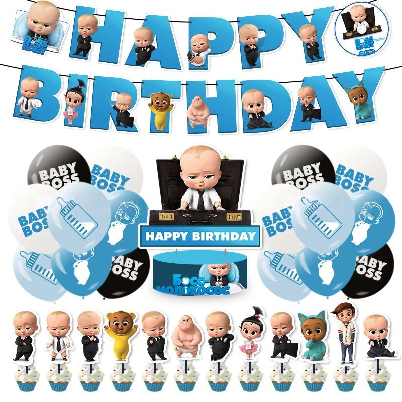 Bossed Baby Theme Birthday Party Decoration Newborn 1St Tableware Set Plate Cup Balloons For Kids Baby Shower Party Faovrs Gifts