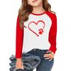 Футболки с длинным рукавом для девочек Love ко Дню святого Валентина, детские осенние топы с круглым вырезом, базовые футболки для детей 5-14 лет