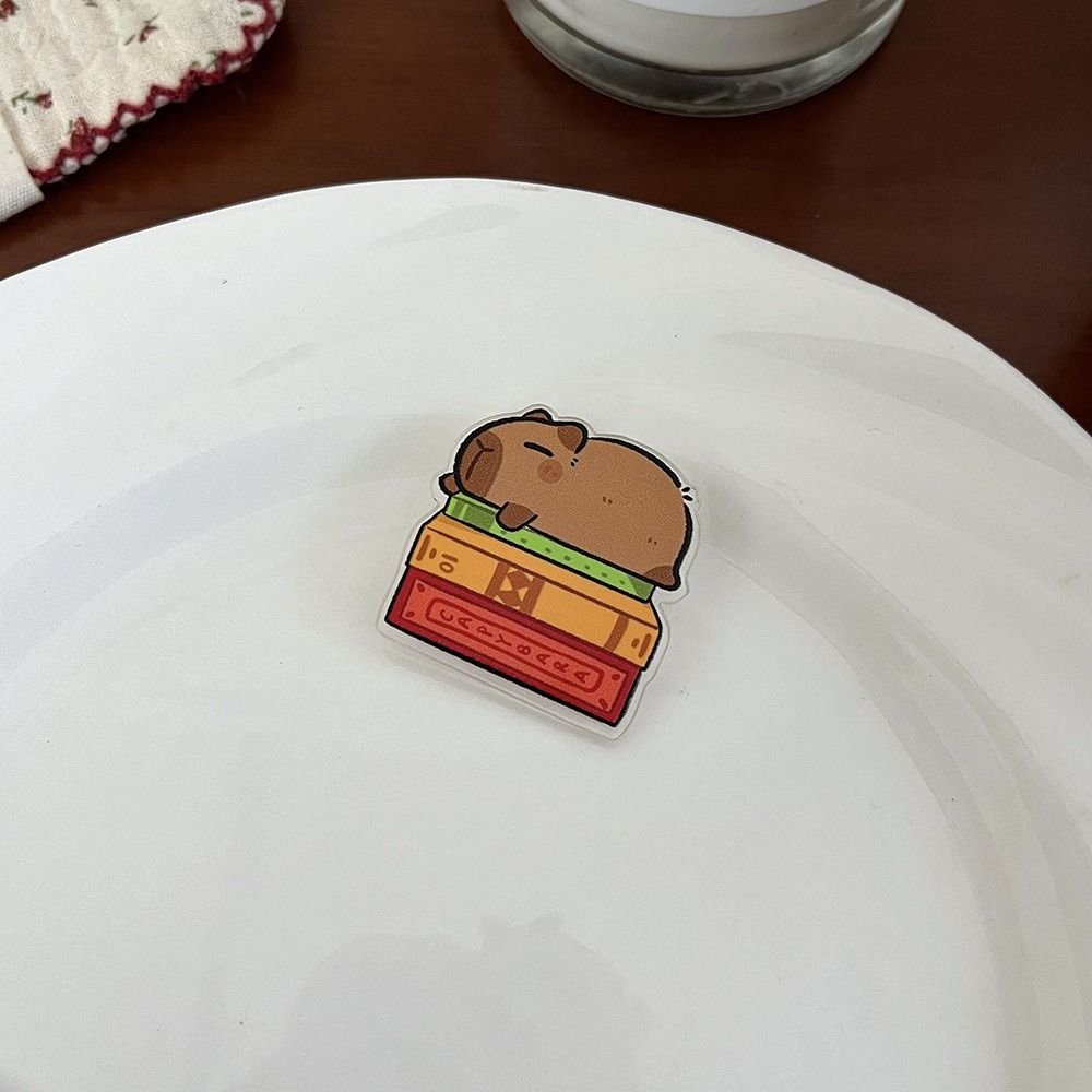 Симпатичная брошь-капибара для изучения, нагрудный значок-капибара, мультяшная акриловая булавка-капибара, украшение на рюкзак