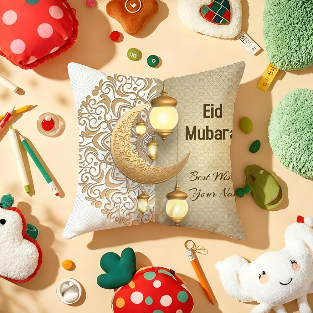Ramadan Islamic Eid Muslim Halal Cushion Cover Plush Fabric Soft DoubleSided Printed Sofa Warm Winter Home Gift Pillow Cover