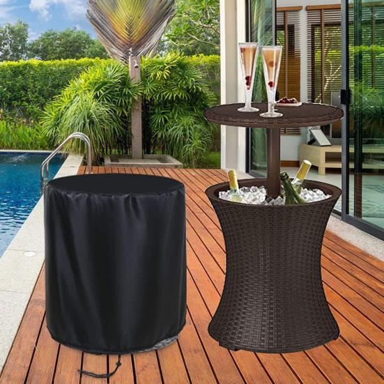 Stool Bar Protection Adjustable Drawstring Windproof Outdoor Cover Waterproof Mesh Debris Patio Table Cover Stool Cover