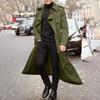 Men's Long-Slevee Luxury Full Length Trench Coat Long Wool Overcoat Winter