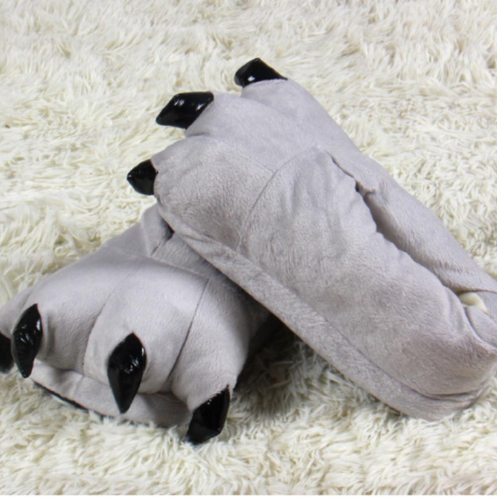 Winter Warm Soft Indoor Floor Slippers Unisex Shoes Paw Funny Animal Christmas Monster Dinosaur Claw Shoes