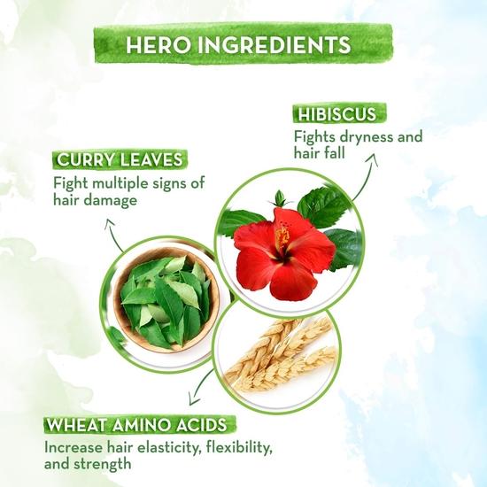 Mamaearth Шампунь Hibiscus Damage Repair с гибискусом и листьями карри для сильных и питательных волос - 250 мл | Для сухих и вьющихся волос