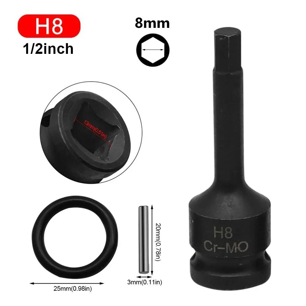 1 шт. Метрический хвостовик 1/2 дюйма Адаптер для торцевой головки для электродрели Длинная торцевая головка Гаечный ключ Шестигранная торцевая головка