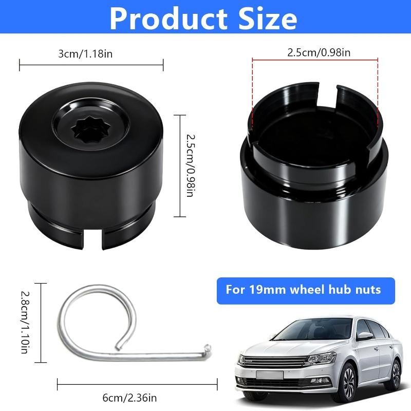 Lot de 20 cache-écrous de roue, 19 mm, avec outil de démontage pour voitures, pour VW