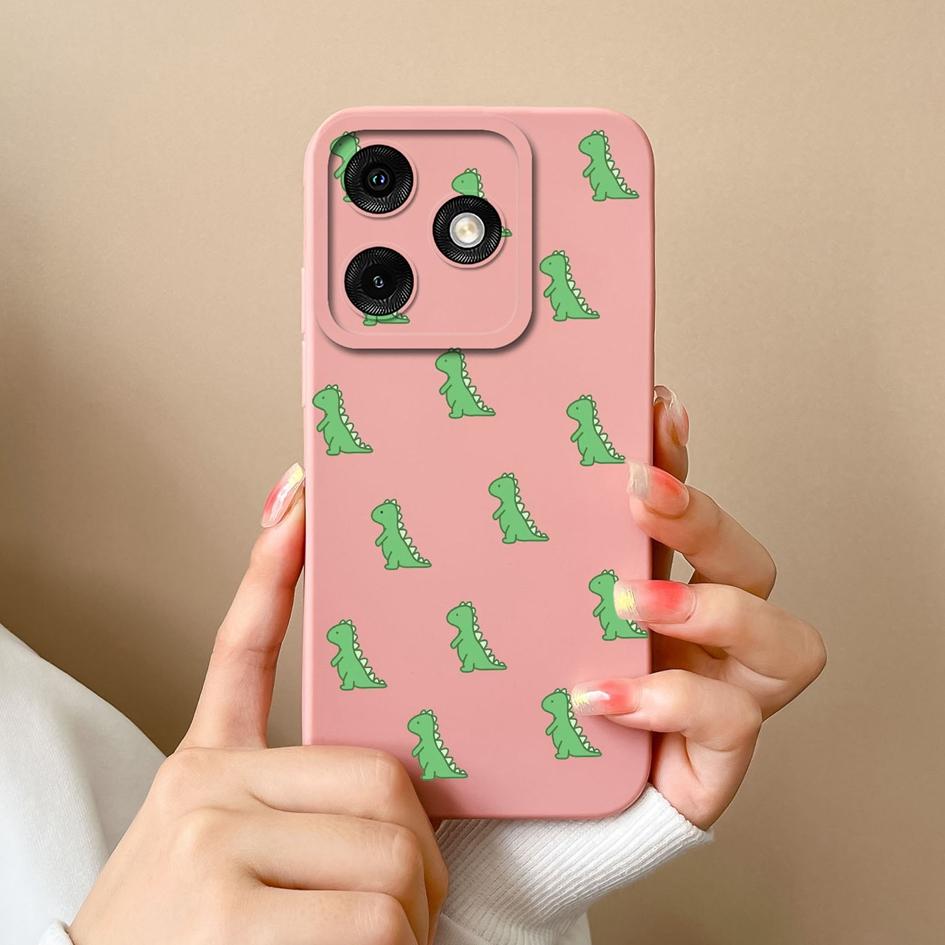 For Infinix Note 40 5G Smart 8 Pro Itel P55 4G Tecno Pova 6 Neo Back Cover Matte Soft Silicone Cartoon Dinosaur Pattern Camera Protection Bumper Cases