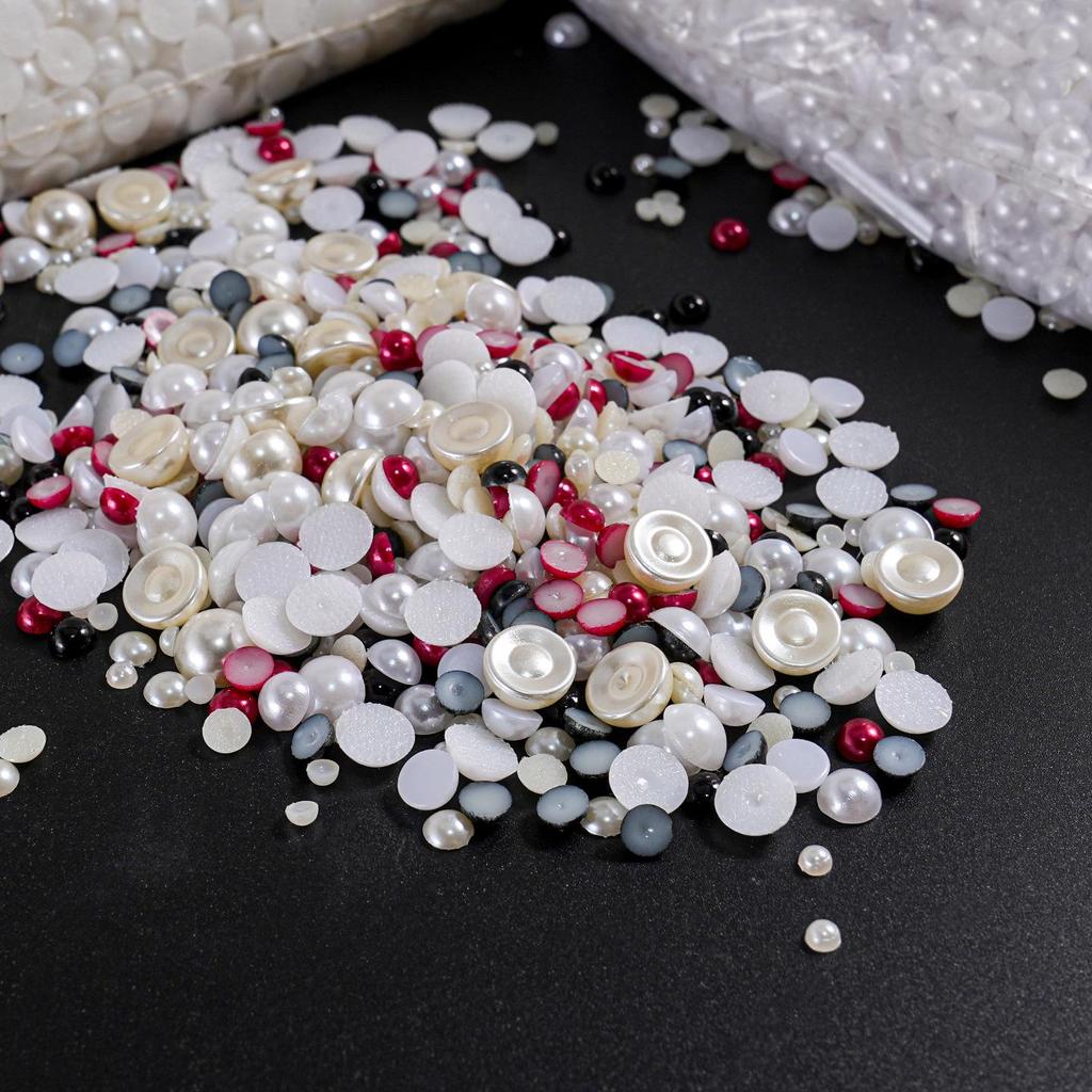 Жемчужные полукруглые бусины из АБС-пластика для изготовления бижутерии, аксессуаров для волос, патчей на телефон, сережек, дизайна ногтей, поделок своими руками