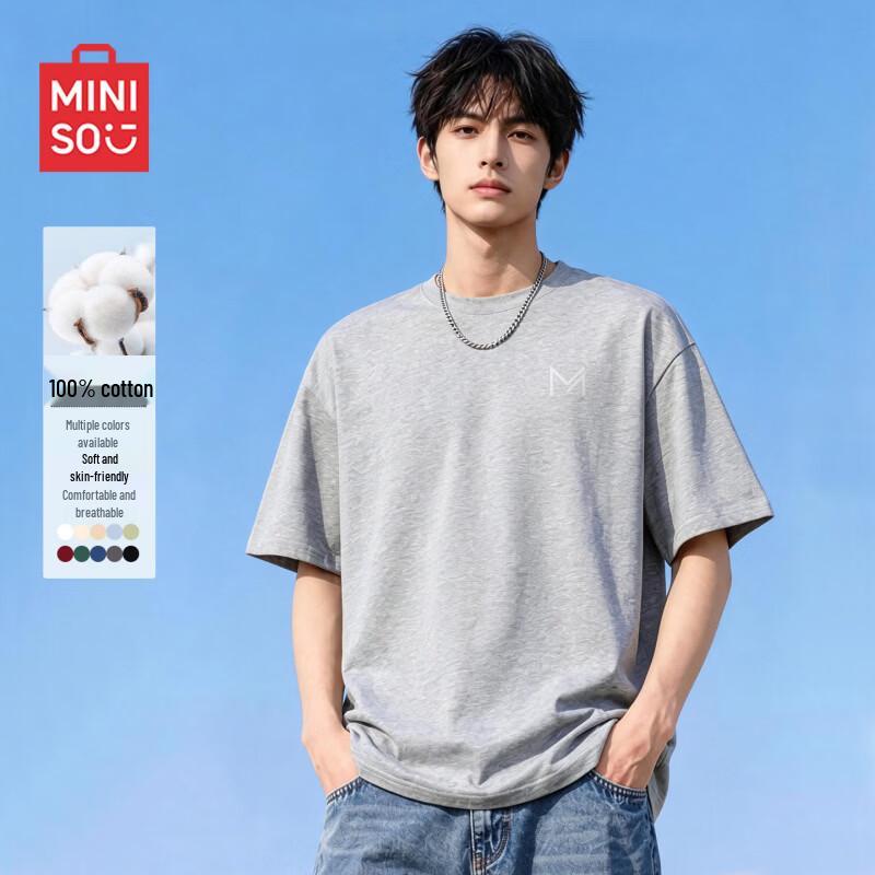 MINISO Мужская свободная футболка из чистого хлопка