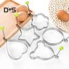 5Pcs Egg Mold Ring Easy To Clean Creative Round Heart Shapes Stainless Steel Frying Egg Mold for Home Kitchen
