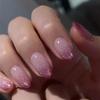 Упаковка из 24 накладных ногтей с градиентами, фиолетовыми мерцающими узорами, короткие французские кончики, миндалевидная форма, клеи для накладных ногтей для женщин