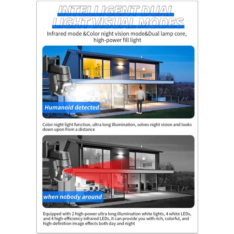 6MP Wifi PTZ 10X Zoom Уличная водонепроницаемая HD камера с двумя объективами и экраном AI Auto Tracking IP-камеры CCTV Видеонаблюдение