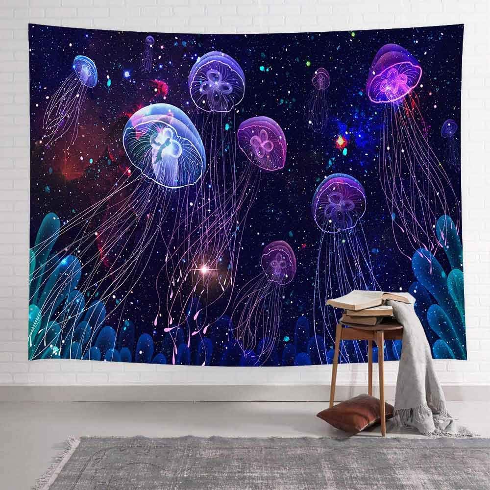 Galaxy Jellyfish Wall Tapestry Cosmic Ocean Art Space Decor Boho Bedroom Hanging Dreamy Underwater Nebula Design Home Decoration