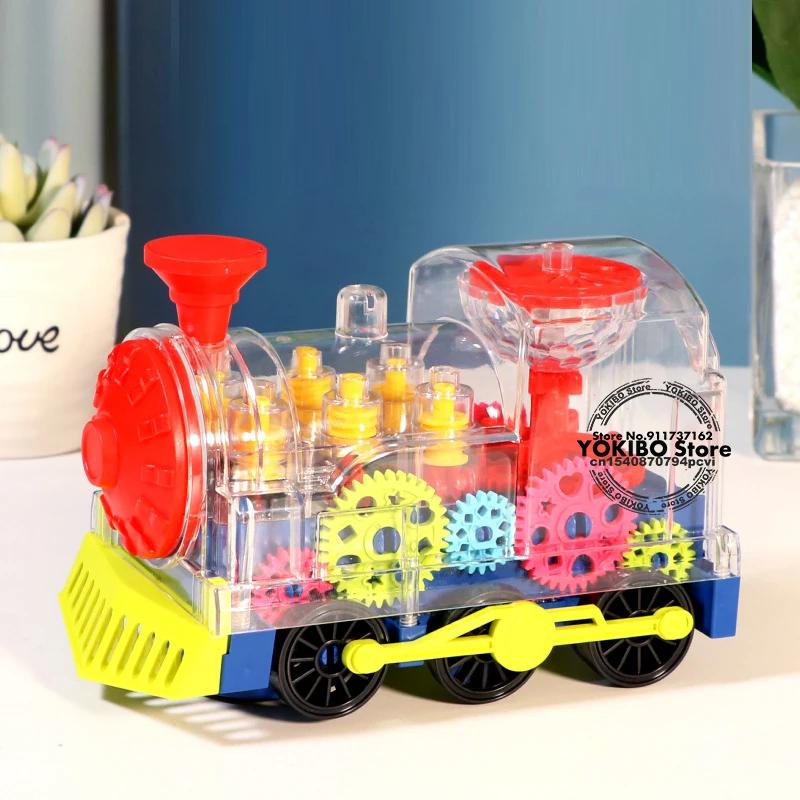 Transparent Toy Car for Kids Electronic Light Sound Music Electric Gear Dinosaur Toys for Toddlers Boys Educational Crawling Toy