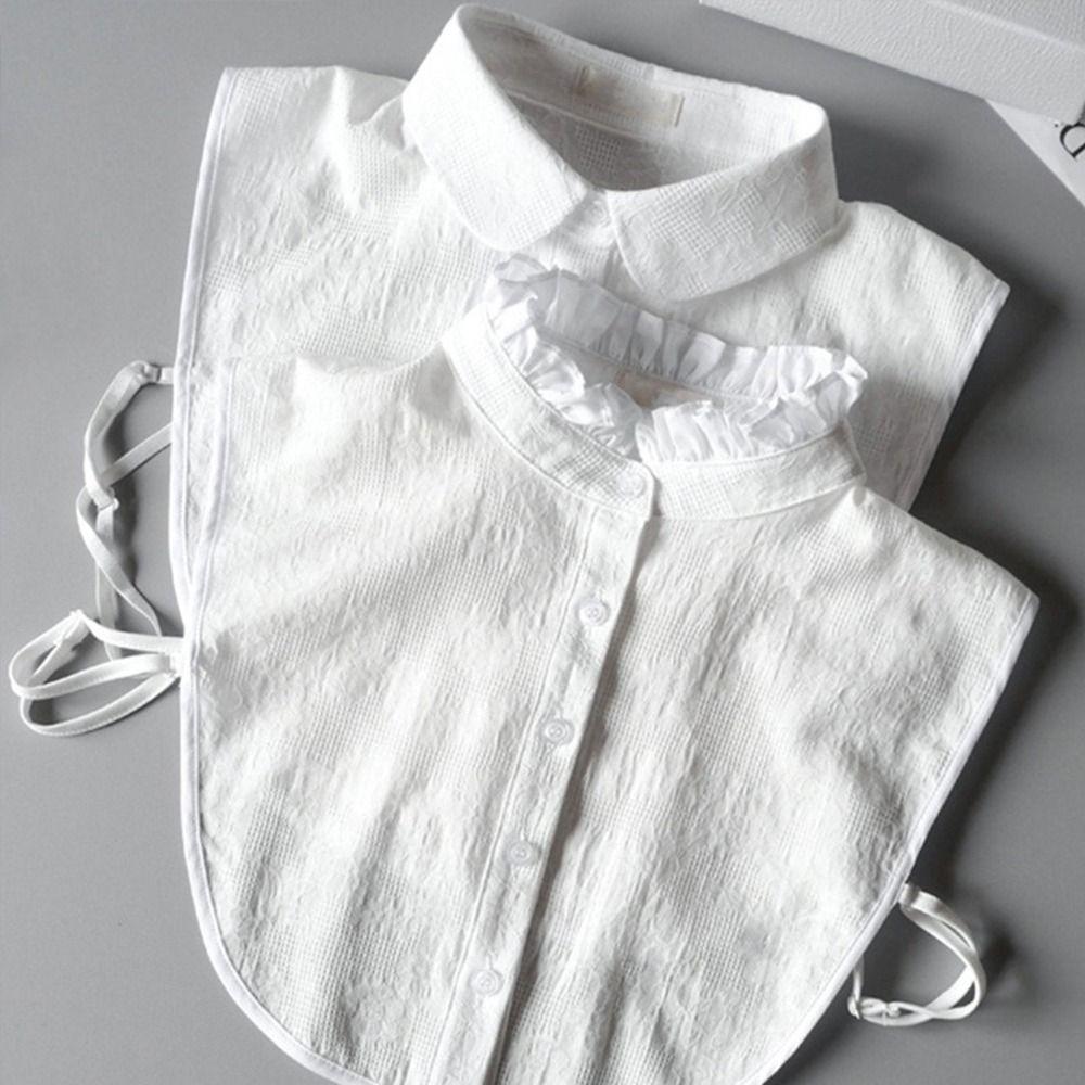 Women Clothes Accessories Ruffled Fake Collar Detachable Cotton False Collar White Half Shirt