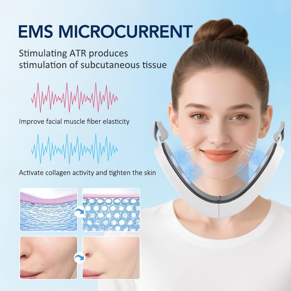 EMS Face Lifting Machine Microcurrent Face Lifter 12 Gears Facial Massager Vibration Slimming Firming V-Face Lift Device