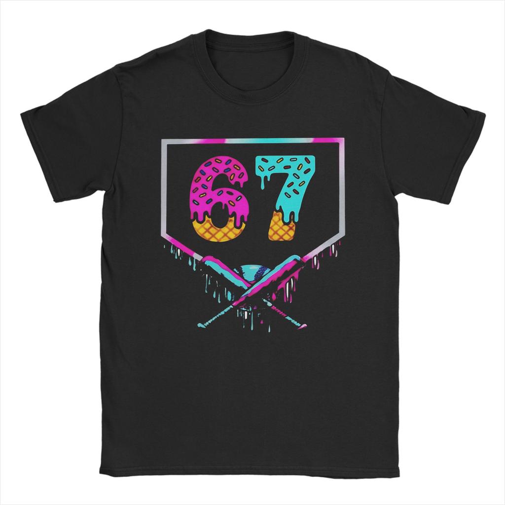 67 Meme Baseball Drip Number 67 T Shirt Beach  Hipster TShirts Men Pure Cotton O Neck Plus Size Tees Short Sleeve Vintage Tops