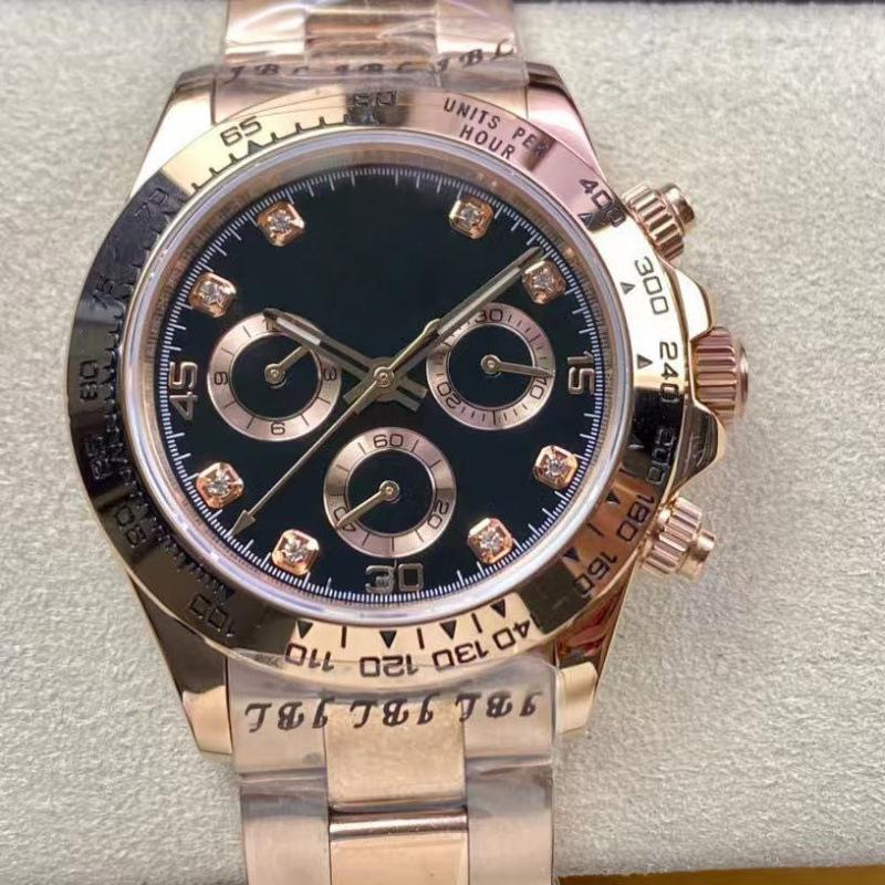 Мужские автоматические механические часы Rolex Daytona 40 мм, многофункциональные, с инкрустацией бриллиантами.