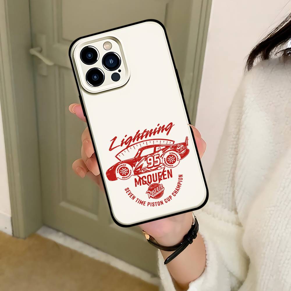 Черный чехол для телефона L-Light-ning M-McQueen, подходящий для IPhone 17,16,15,11,13,14 Pro Max,Plus,X,Xr,Xs Max,13Mini
