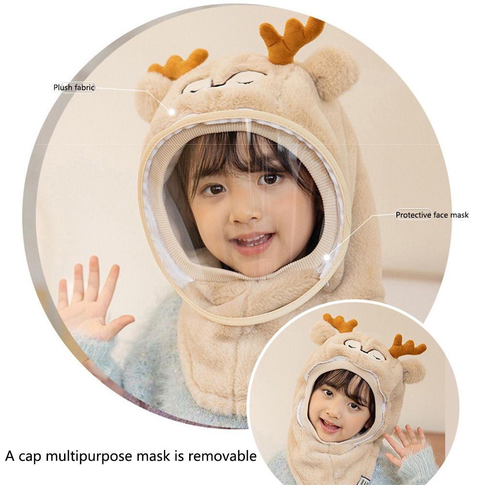 Cartoon Kids Mask Integrated Hat Warm Shawls Winter All-in-one Caps Cute Children's Hats Autumn