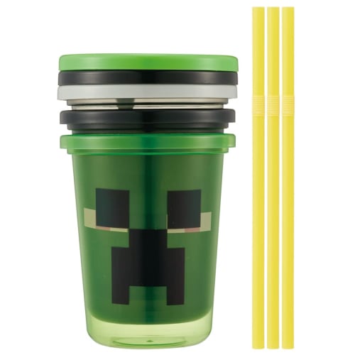 Skater Стакан с трубочкой 3 штуки 320 мл Minecraft Сделано в Японии SIH3ST-A